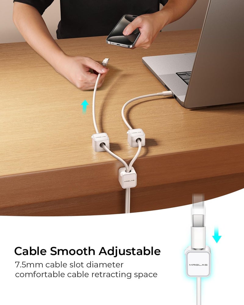MRGLAS 20-Pack Magnetic Cable Management Cord Organizer,[1s Lock] Cable Holder Clips -Desk Cable Clips [Cable Smooth Adjustable], Adhesive Wire Organizer Keeper for Nightstand Desktop Wall Car Office - Image 5
